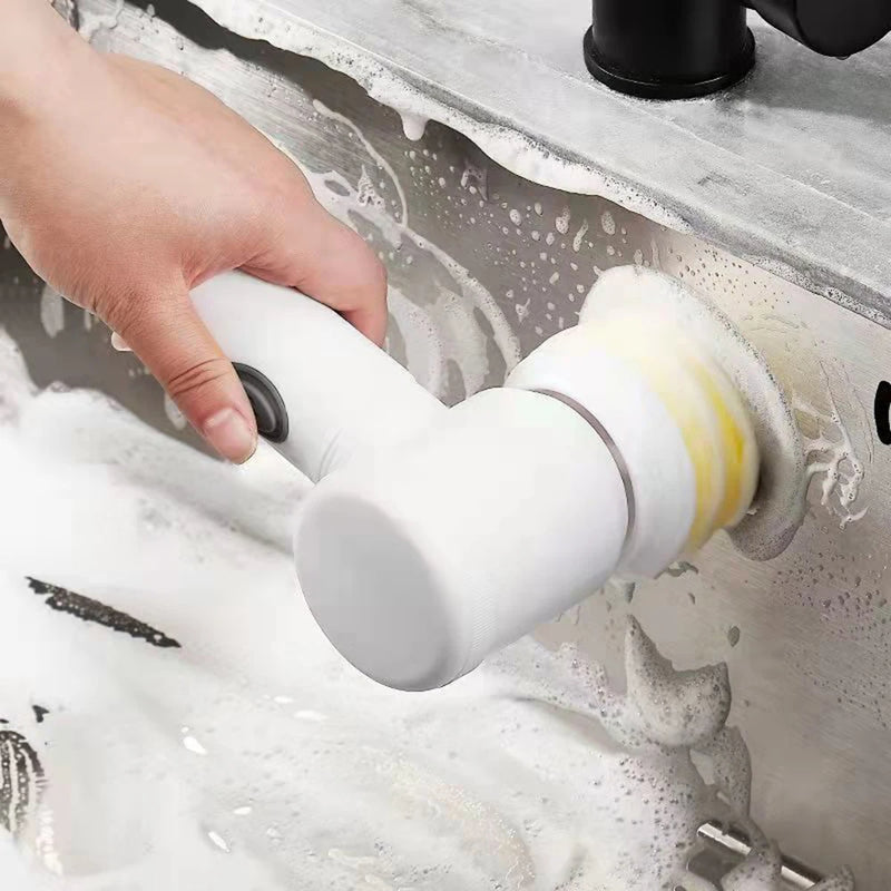 5-in-1 Electric Cleaning Brush Bathroom Wash Brush Kitchen Cleaning Tool USB Bathtub Brush - TrendTrove