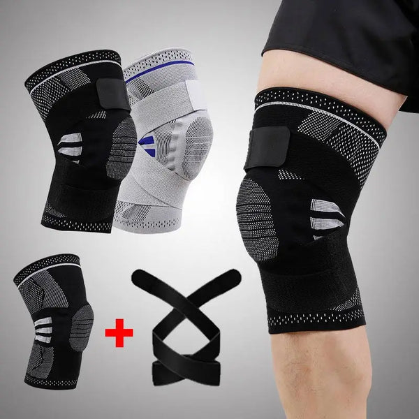 Professional Knee Brace Detachable Elastic Belt Silica Gel Knee Pad Support Workout Running Basketball Compression Leg Sleeve - TrendTrove