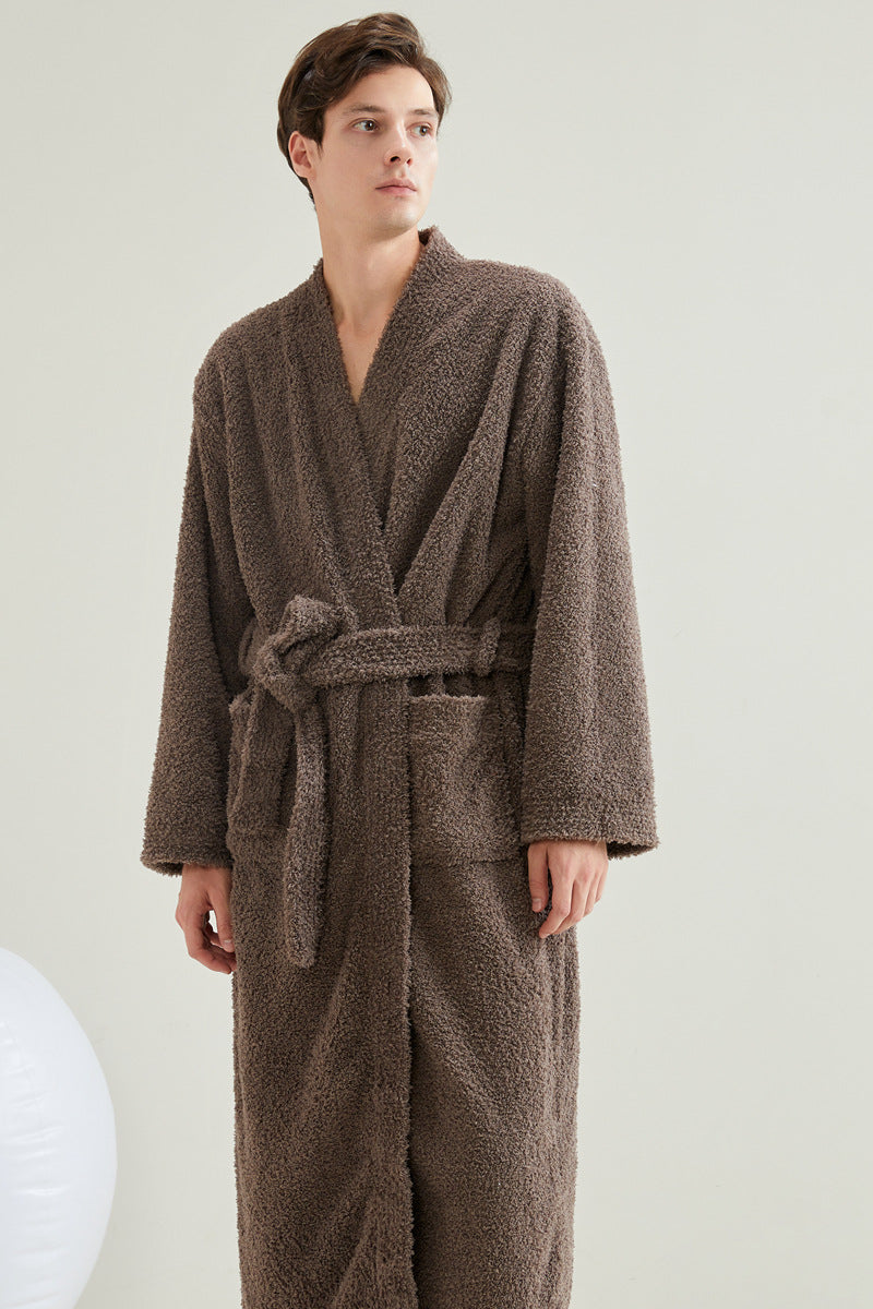 Couple pajamas flannel casual European and American loose bathrobe nightgown - TrendTrove