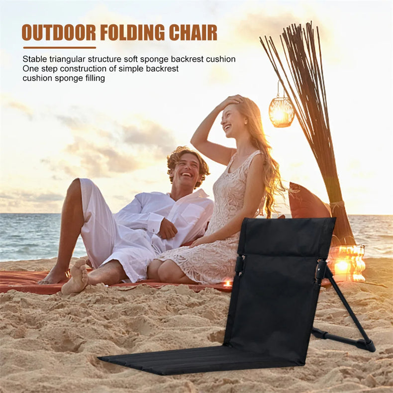 Foldable Camping Chair Outdoor Garden Park Single Lazy Chair Backrest Cushion Picnic Camping Folding Back Chair Beach Chairs - TrendTrove