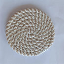 Cotton thread placemat hand woven insulation mat bowl mat cup mat thickened and simple cotton linen table mat - TrendTrove