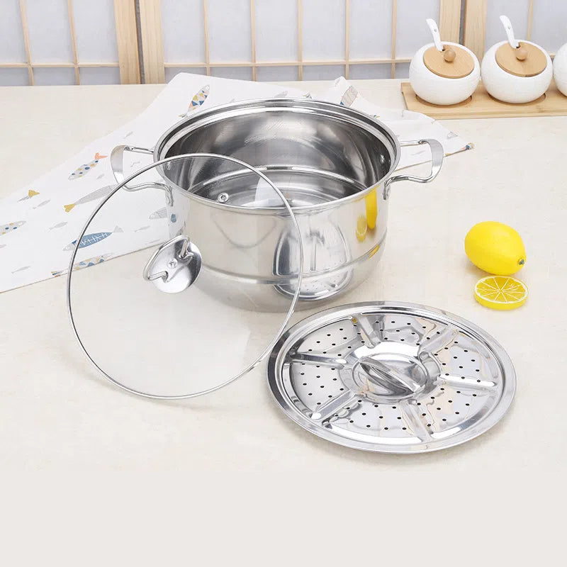 Stainless steel cookware set of 18 pieces household kitchen set soup pot set 16-26cm cutlery set pot set - TrendTrove