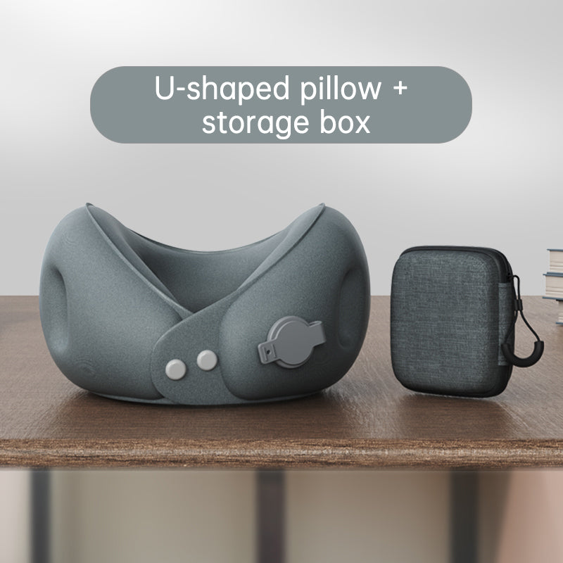 Inflatable U-shaped pillow portable neck pillow neck pillow can be stored airplane travel sleeping U-shaped pillow neck support neck cover - TrendTrove