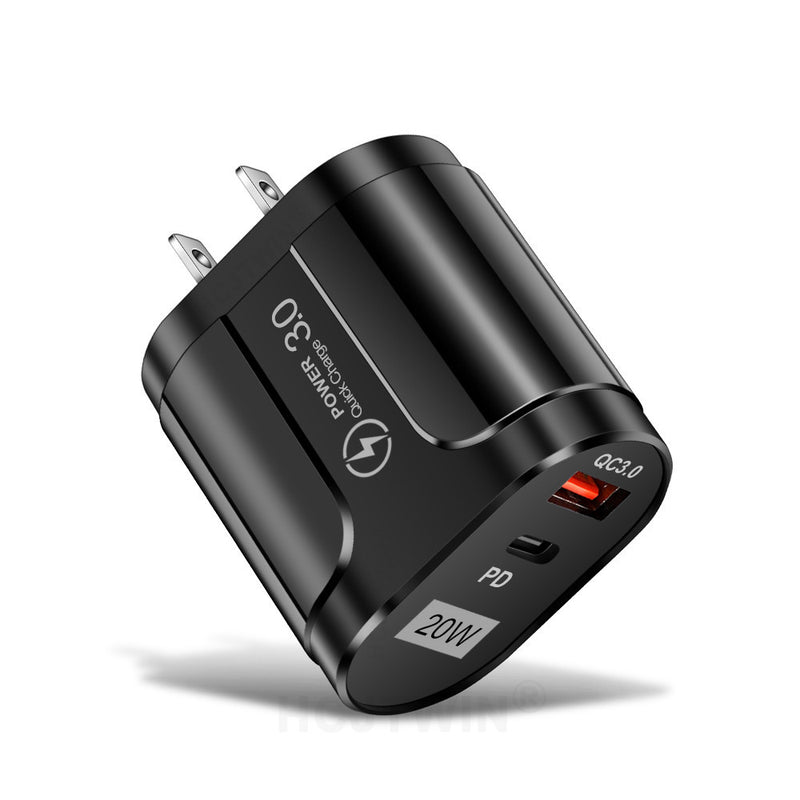 PD20W Mobile Fast Charging Charger 5V4A US, European, and British Standard Speed Matching Device PD+QC3.0 Travel Charging Head - TrendTrove