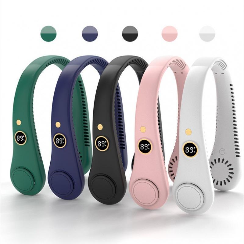 Bladeless Rechargeable Neck Fan Portable Outdoor Hanging 5 Speeds Adjustable Neck Fan Box Plastic Hand Free - TrendTrove