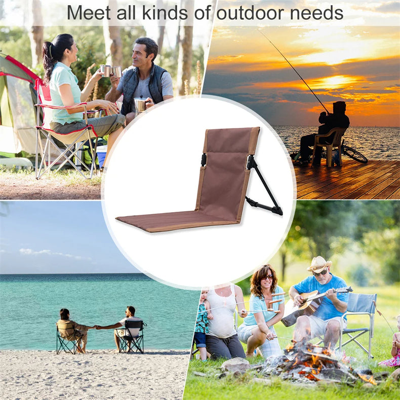 Foldable Camping Chair Outdoor Garden Park Single Lazy Chair Backrest Cushion Picnic Camping Folding Back Chair Beach Chairs - TrendTrove
