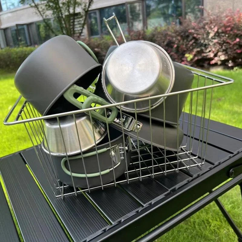 IGT Stainless Steel Folding Basket: Drain & Wash, Ideal Camping Table Accessory. - TrendTrove