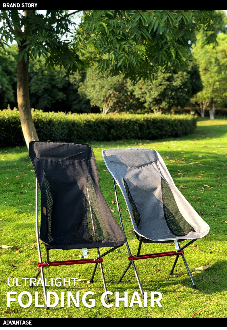 Outdoor Folding Chair Heighten Moon Chair Portable Camping Fishing Chair Leisure Beach Chair Back Chair - TrendTrove