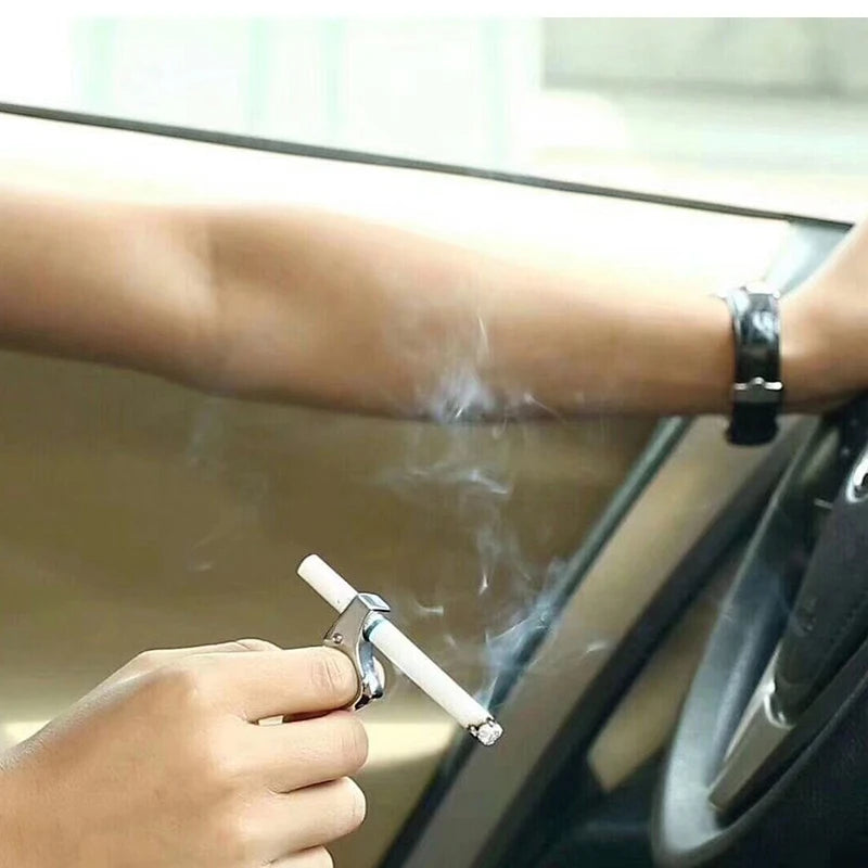 Cigarette Ring Holder Hands Clip On Rack Men & Women Gold Plated Alloy Ideal Gadget for Console, Guitar Play and Driving