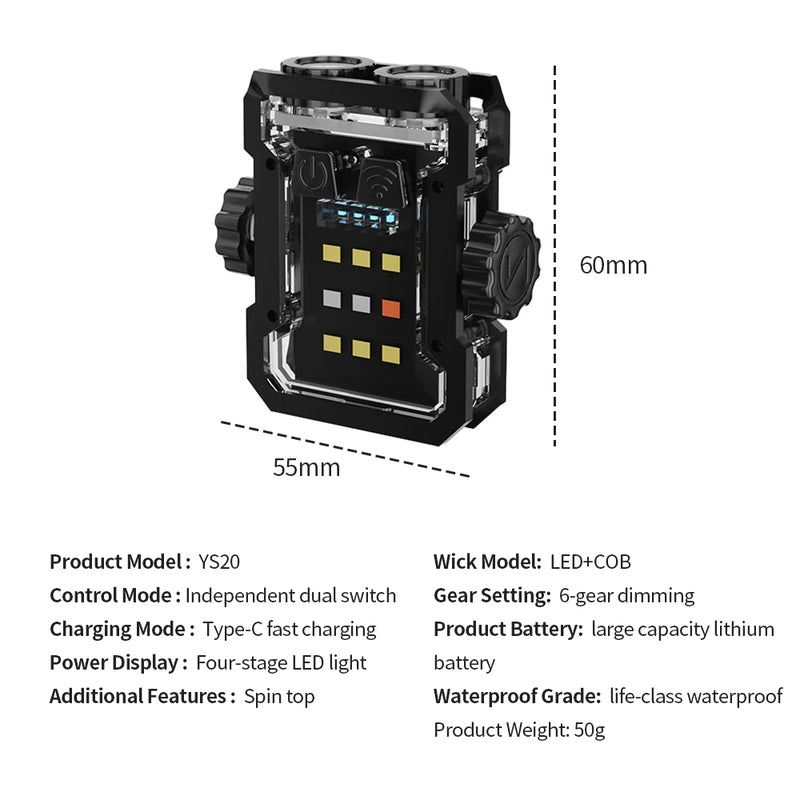 LED Portable Keychain Light Camping COB Flashlight 6 levels of Dimming Rechargeable Outdoor Mini Lantern With Magnet - TrendTrove