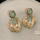 Aesthetic Zircon Flower Hanging Earrings for Women Gold Color Big Drop Women's Earrings Party Trending Jewelry Gift