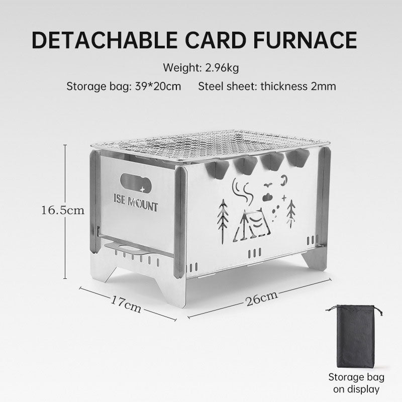 Outdoor folding barbecue stove stainless steel card stove bonfire stove portable camping heating stove burning firewood stove - TrendTrove