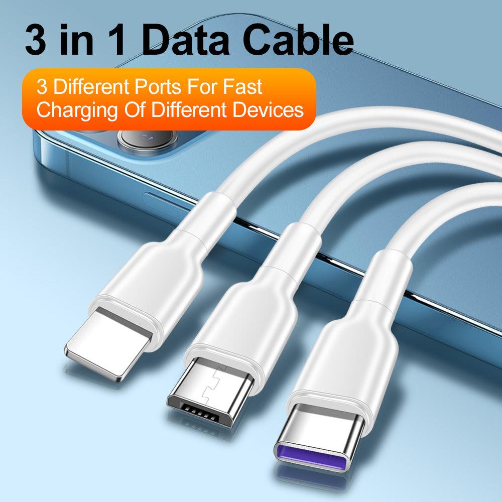 1.2-meter one to three 5A super fast charging data cable suitable for Huawei Honor, Xiaomi vivo Android charging cable - TrendTrove