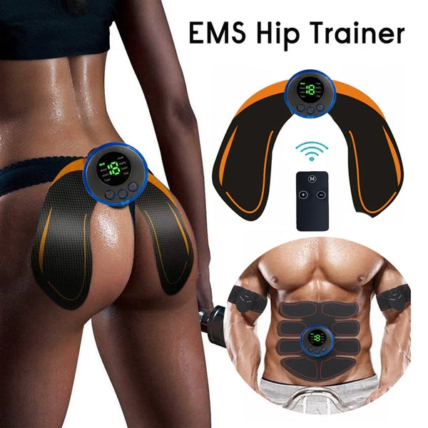 Electric Muscle Stimulator EMS Wireless Buttocks Hip Trainer Abdominal ABS Stimulator Fitness Body Slimming Massager - TrendTrove