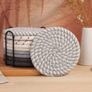 Cotton thread placemat hand woven insulation mat bowl mat cup mat thickened and simple cotton linen table mat - TrendTrove
