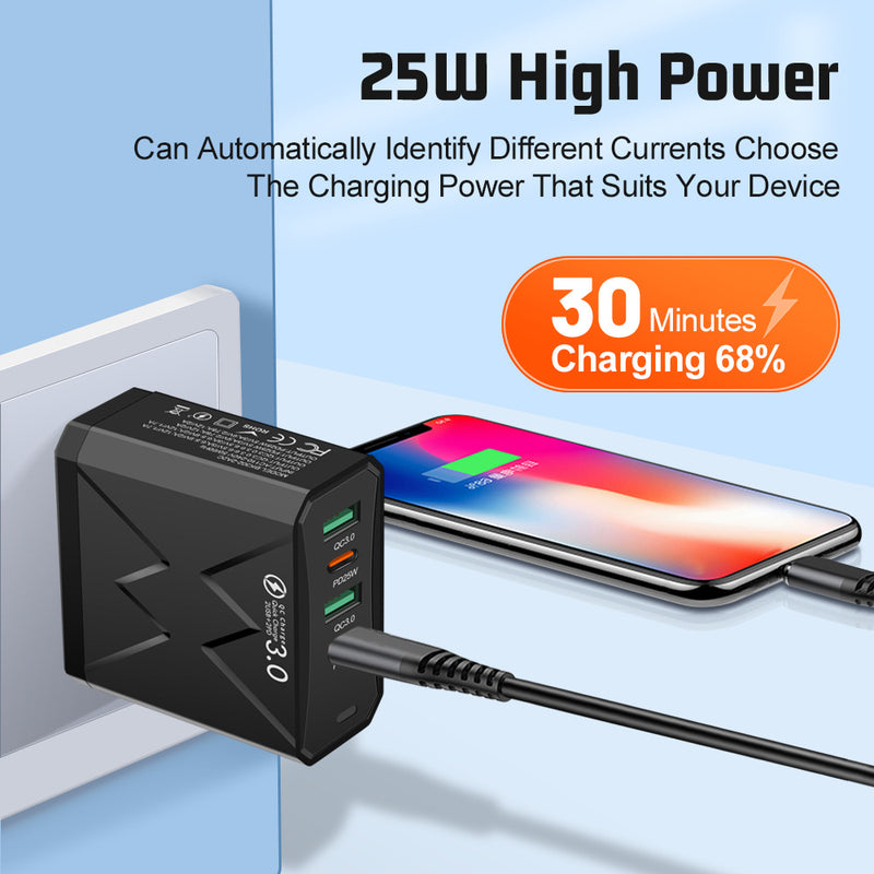 2USB+2PD mobile phone charger, tablet plug, super fast charging, multi port power supply - TrendTrove