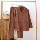 Women's sleepwear made of pure cotton with four layers of gauze, suitable for couples in spring, autumn, and winter. Men's casual plus size set - TrendTrove