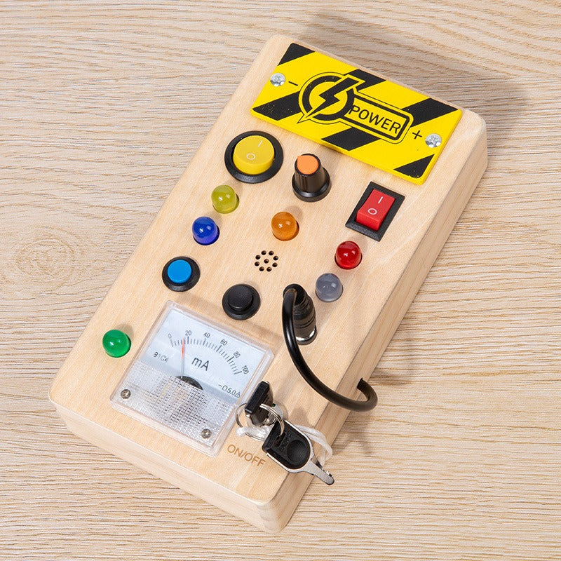 Tablero sensorial Montessori de madera con interruptor de luz LED, actividades de viaje, juegos para niños de 2 a 4 años