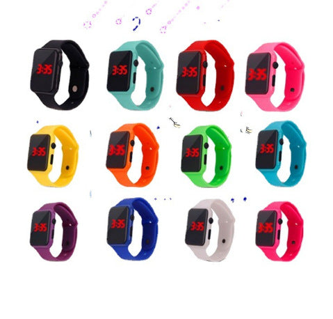 LED electronic watch/student fashion sports LED Apple square silicone electronic watch