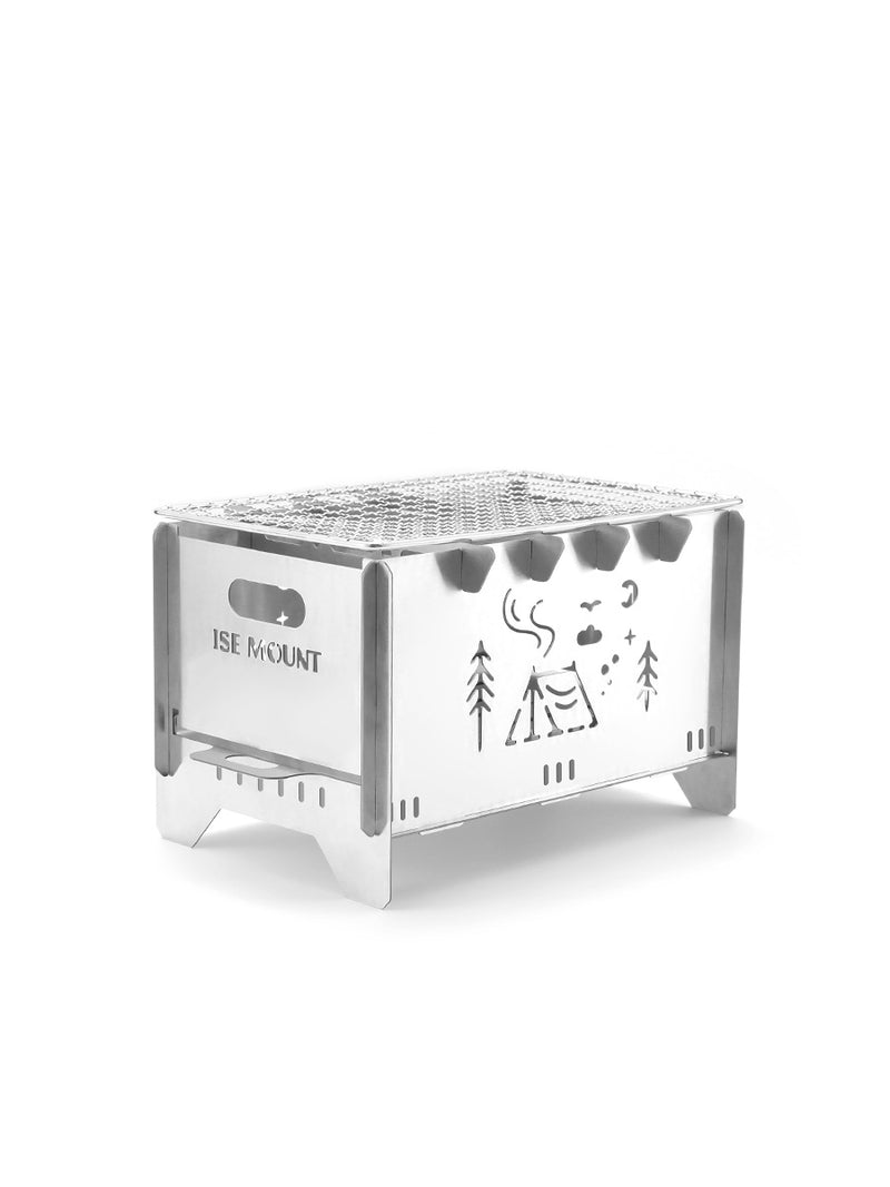 Outdoor folding barbecue stove stainless steel card stove bonfire stove portable camping heating stove burning firewood stove - TrendTrove