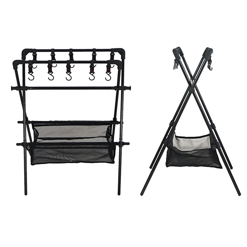 Outdoor camping folding shelf camping car drying rack drying net drying rack storage rack - TrendTrove
