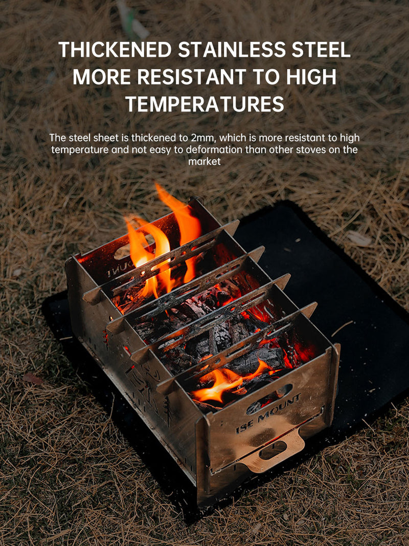Outdoor folding barbecue stove stainless steel card stove bonfire stove portable camping heating stove burning firewood stove - TrendTrove