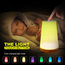 Wood grain remote control touch night light creative pat table lamp bedroom bedside lamp rainbow atmosphere light - TrendTrove