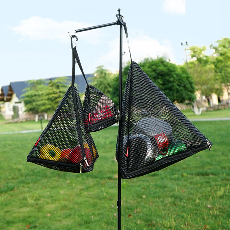 Outdoor triangular sun drying net, foldable storage net, camping hanging net, storage basket, PVC hanging net bag - TrendTrove