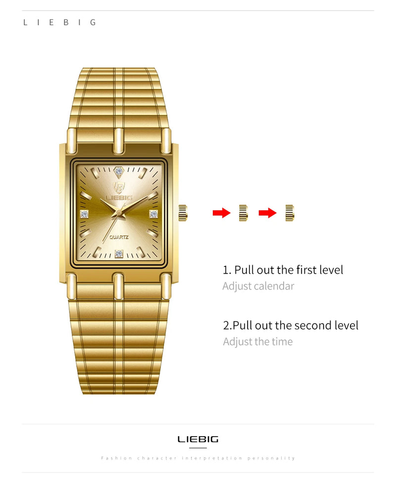 2022 Luxury Gold Steel Bracelet Wristwatches Female Male Clock Golden Quartz Watch For Men Women Watches relogio masculino L1018