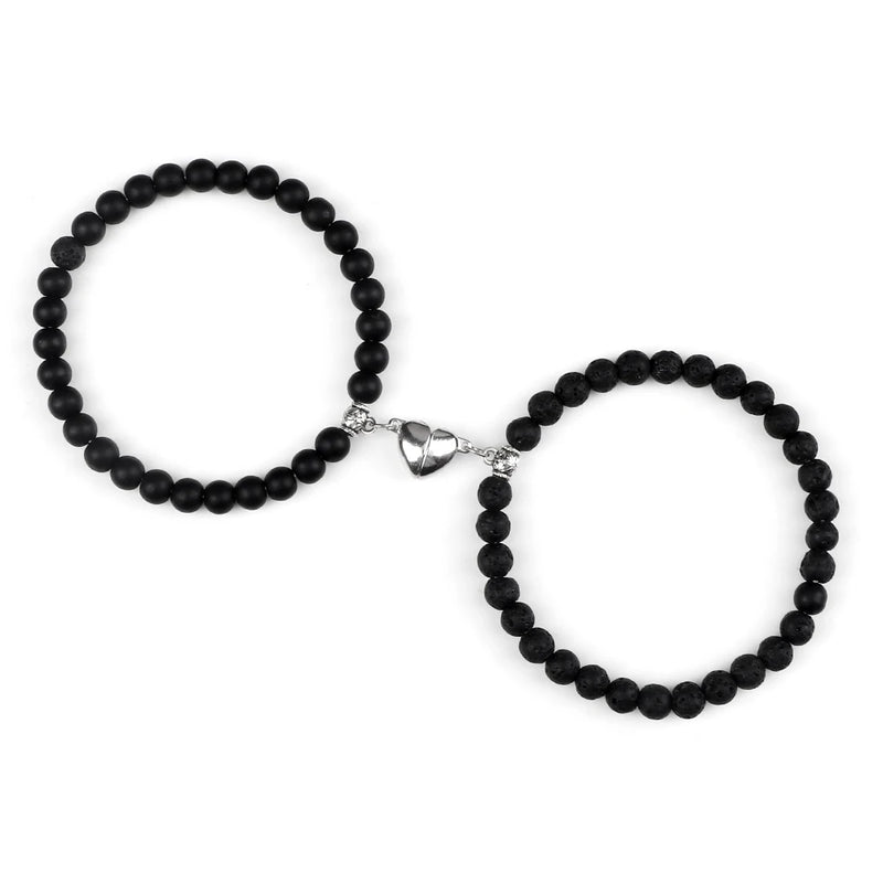 Fashion 2pcs/Set Magnet Couple Bracelets Natural Stone Beads Bracelets For Lovers Distance Valentine Bracelet Friendship Jewelry