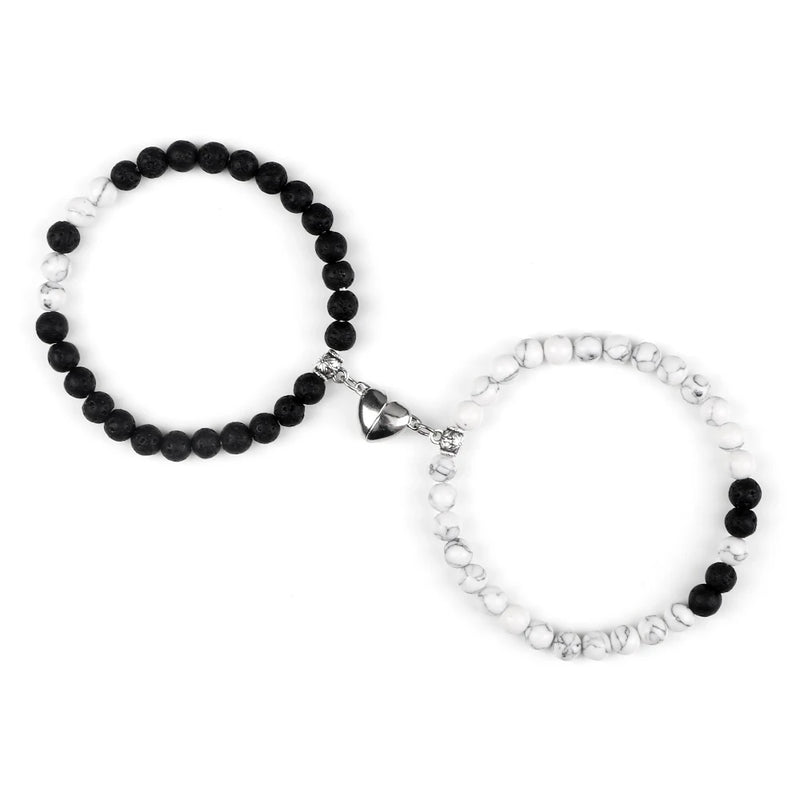 Fashion 2pcs/Set Magnet Couple Bracelets Natural Stone Beads Bracelets For Lovers Distance Valentine Bracelet Friendship Jewelry