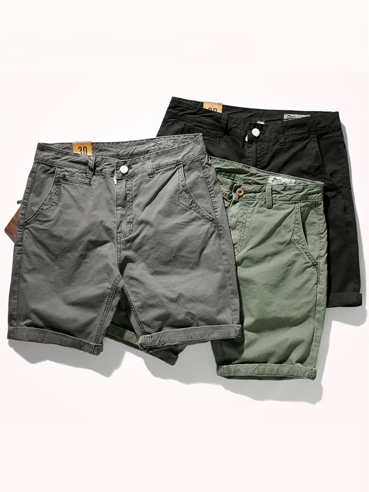 2021 Summer New Europe and America Style Woven Casual Shorts Men's Fashion Retro Pure Cotton Washed Old Sports Knee Length Pants