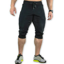 Men's Cotton Casual shorts 3/4 Jogger Capri Pants Breathable Below Knee Short Pants with Three Pockets