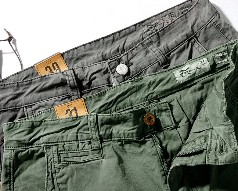 2021 Summer New Europe and America Style Woven Casual Shorts Men's Fashion Retro Pure Cotton Washed Old Sports Knee Length Pants