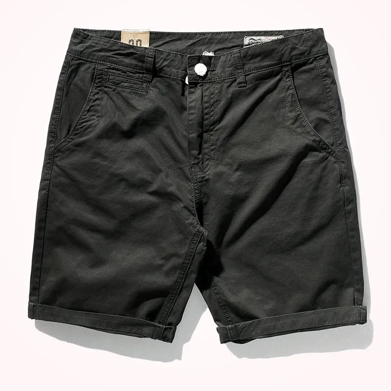 2021 Summer New Europe and America Style Woven Casual Shorts Men's Fashion Retro Pure Cotton Washed Old Sports Knee Length Pants