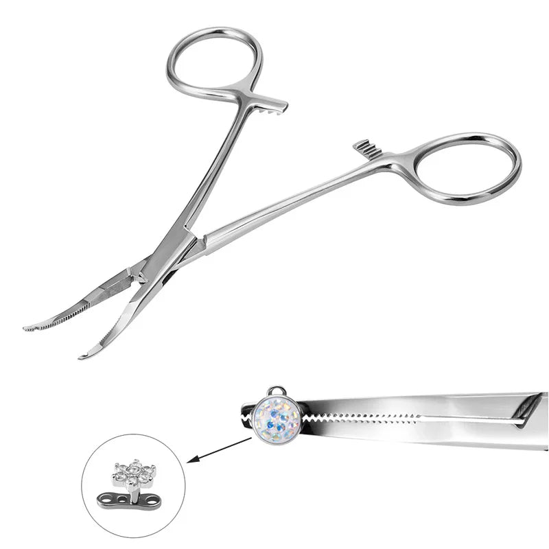 1pc Surgical Steel Tweezers for Catch Bar Grasp Clamp Plier Professional Clip Hold Pole Balls Forceps Body Piercing Jewelry Tool