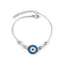 LUXUSTEEL Stainless Steel Blue Evil Eye Crystal Pendants Bracelet for Women Cuban Link Chain Bracelet Bling Fashion Jewelry Gift