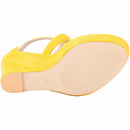 Fashion Platform Female Wedge Sandals 2025 Open Toe Back Zipper High Heels Shoes Hollow Flock Red Yellow Women Party Dress Pumps