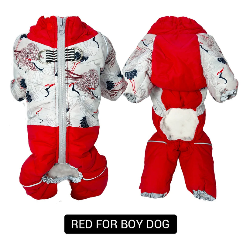 Girl/Boy Dog Winter Snowsuit Waterproof Windproof Winter Jackets for Dogs Soft Thicken Fleece Lining Winter Dog Clothes Overalls