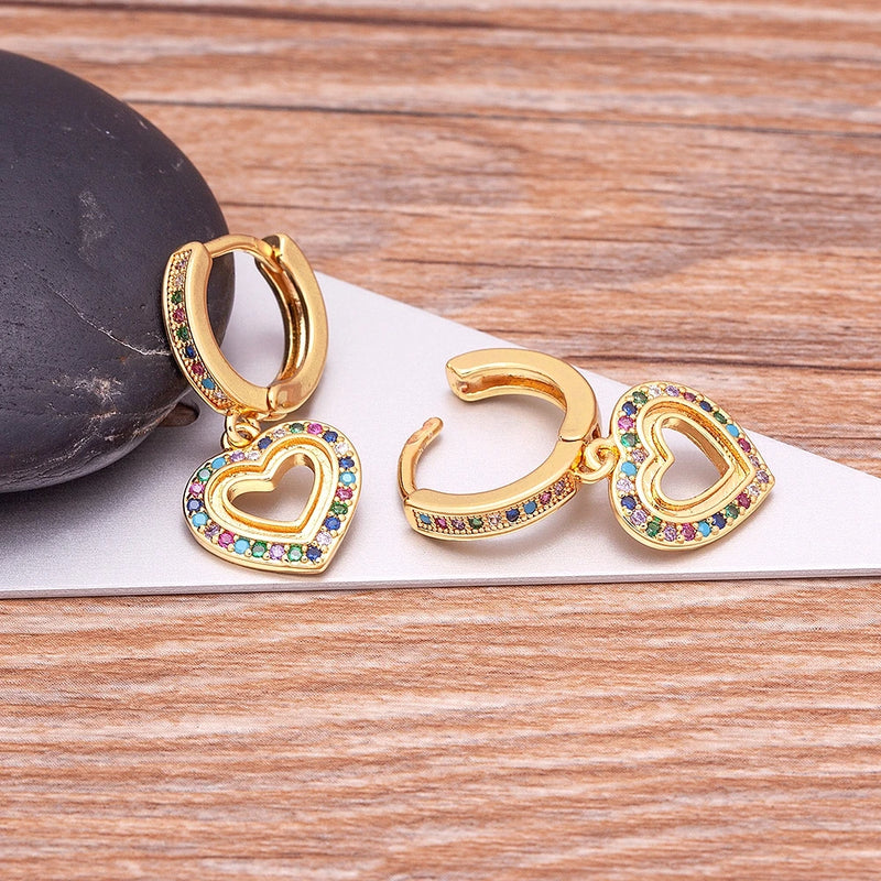 Luxury Fashion Design Heart/Evil Eye/Elephant/Butterfly/Crown/Horn 14 Styles Drop Earrings Wedding Party Accessories Jewelry