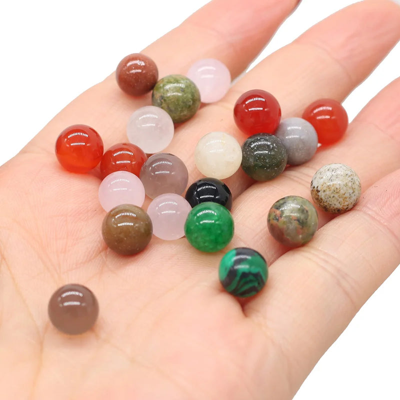 20Pcs Natural Stone Beads 8 MM Without Hole Round Semi-Precious For Potted Plants Fish Tank Decorations