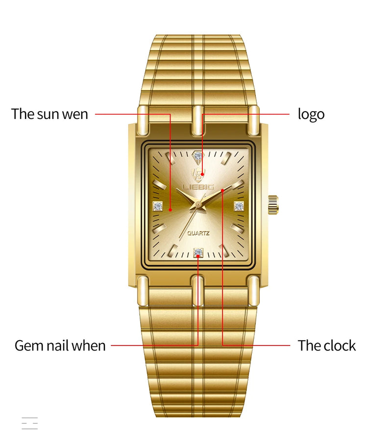2022 Luxury Gold Steel Bracelet Wristwatches Female Male Clock Golden Quartz Watch For Men Women Watches relogio masculino L1018