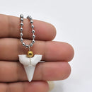 1PC Hawaii Surfer Jewelry Handmade Imitation Shark Teeth Pendant Stainless steel bead chain bone Choker WoMen's Men's Necklace