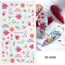 5D Nail Sticker Christmas Nail Art Snow Bird Gingerbread Man Design Santa Cartoon Sliders Winter White Decals Wrap FB5DK098-103