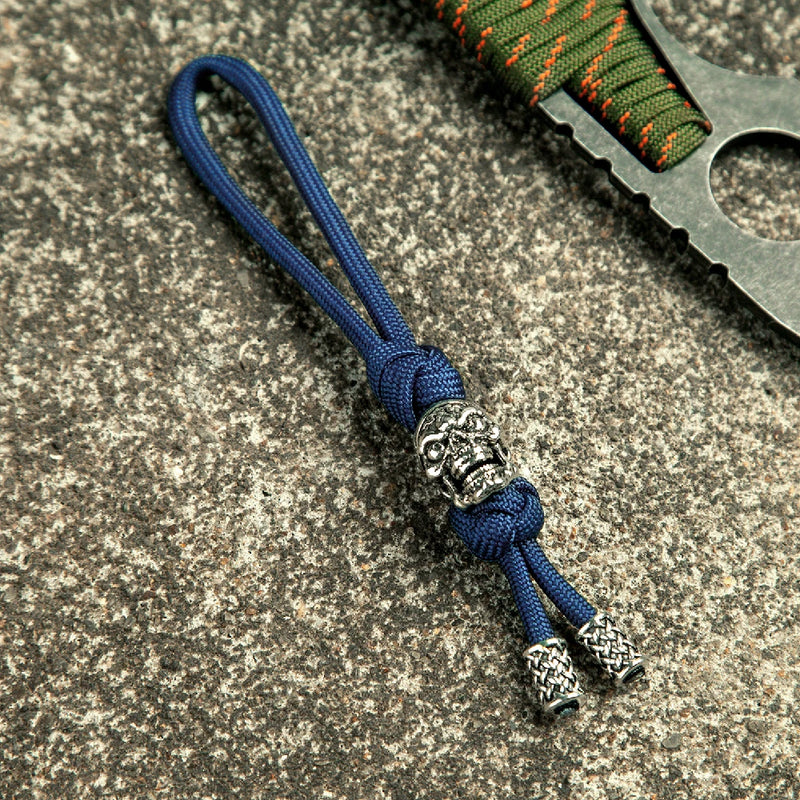 Retro Viking Pirate Skull Keychains Men Keyring Women Amulet Lanyard Bag Knife Rope Antique Pendant Accessories Handmade Jewelry