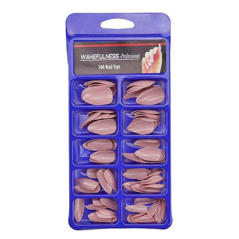 Fake Nails 100PCS Claw Shape Full Cover Wearable DisassemblyGlossy Pure White Red Orange Natural False Nails Tips