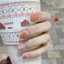 24Pc Fake nails with diamond black star and moon pattern design Wearable Short Round/Square Head False Nails Full Cover Nail Tip