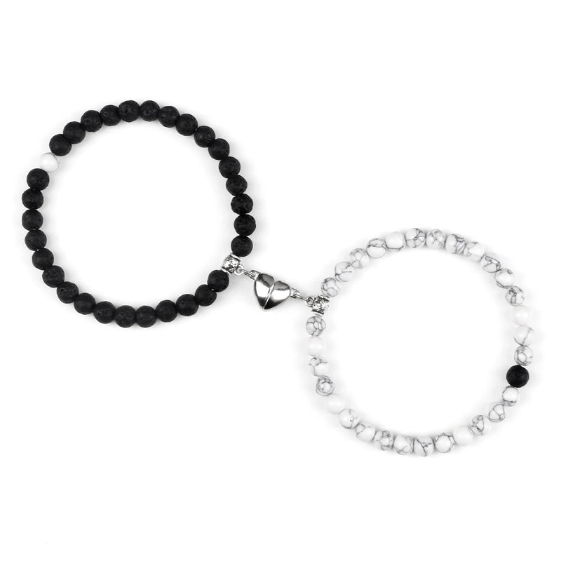 Fashion 2pcs/Set Magnet Couple Bracelets Natural Stone Beads Bracelets For Lovers Distance Valentine Bracelet Friendship Jewelry