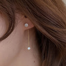 Simple Zircon Long Tassel Drop Earrings for Women Front and Back Delicate Korean Brincos 2021 Femme Jewelry Wholesale