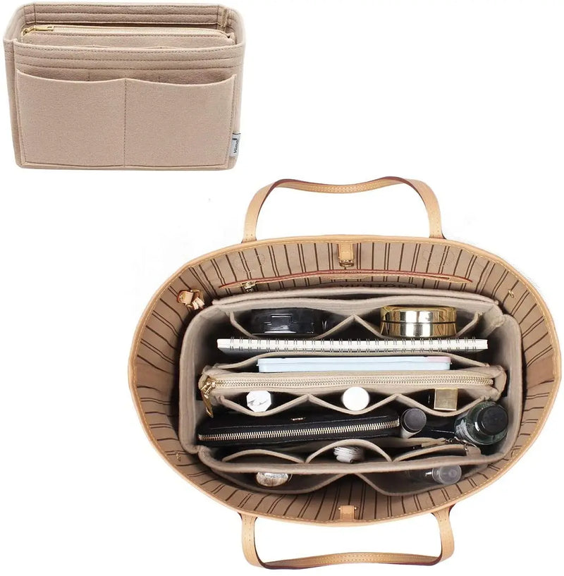 Purse Organizer Insert, Felt Bag organizer with zipper,Bag in bag, Handbag & Tote Shaper,Perfect For Speedy Neverfull